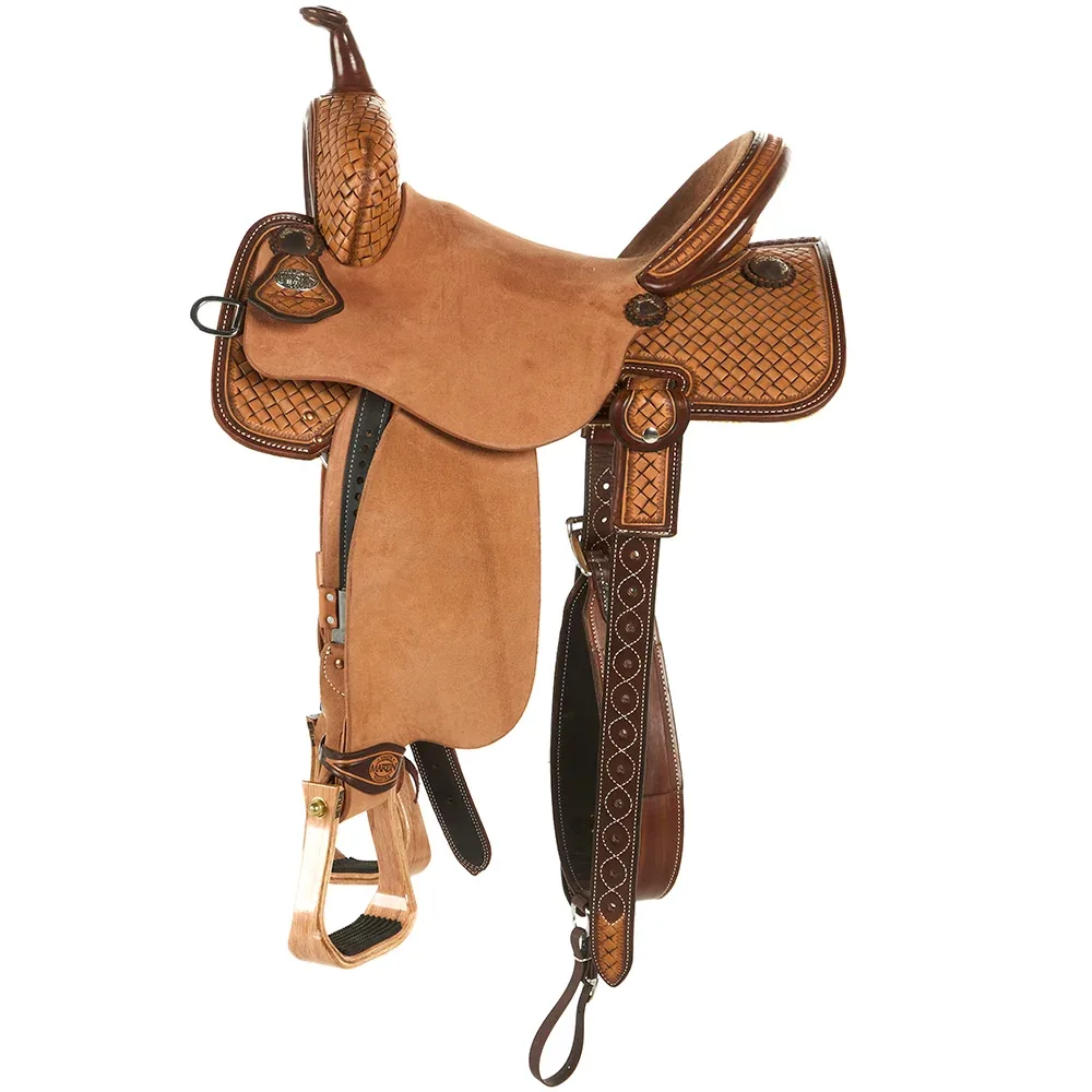 Martin Saddlery Natural 13.5in 1/2 Breed Coarse Weave BTR Barrel Saddle - Image 2