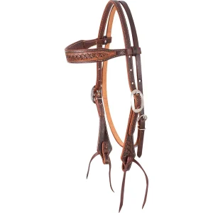 Martin Saddlery Weathered Antique Browband Headstall with Latigo Ties