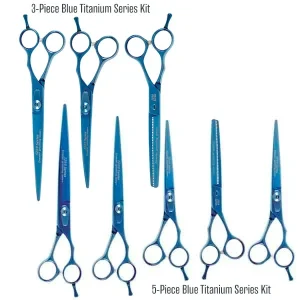 Master Grooming Tools 5200 Series Blue Titanium Shears Kits