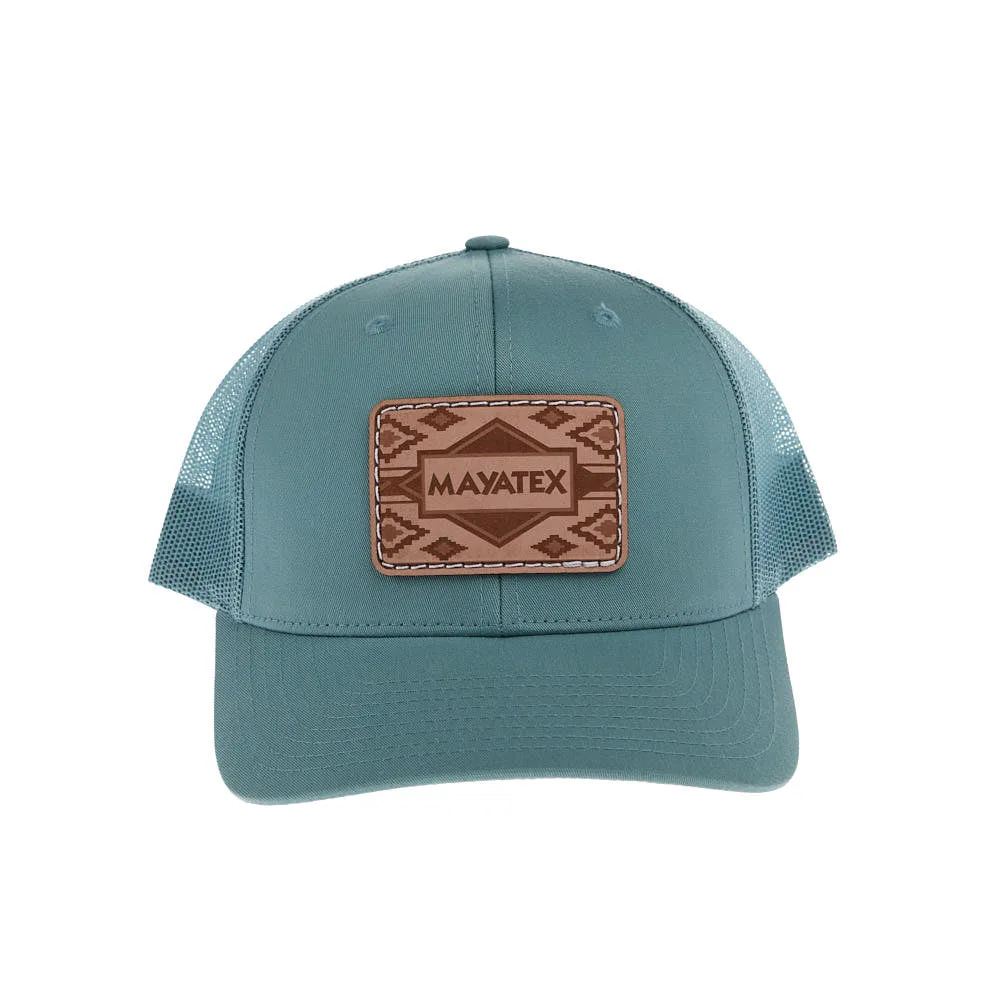 Mayatex Smoke Blue Leather Patch Mesh Back Cap - Image 2