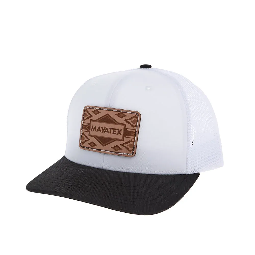 Mayatex White and Black Leather Patch Mesh Back Cap