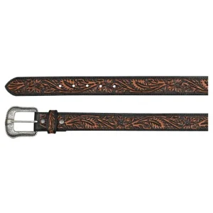 Men's JP West Tooled Belt with Black Accents