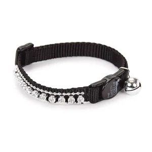 Meow Town Rhinestone Cat Collar Black
