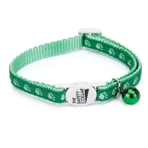 Meow Town TwoTone Pawprint Collar Grn