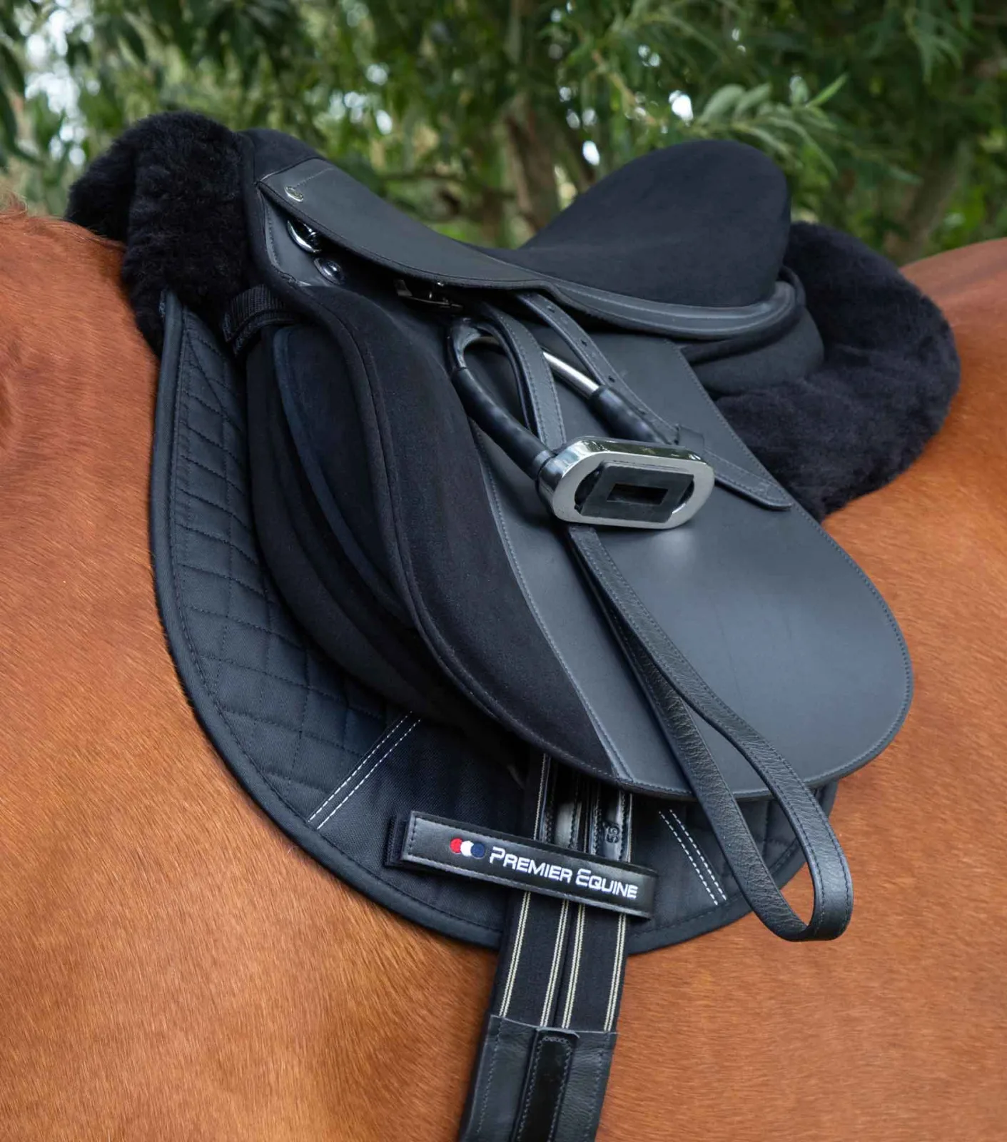 Merino Wool Saddle Pad - GP/Jump Numnah Black/Black Wool - Image 2