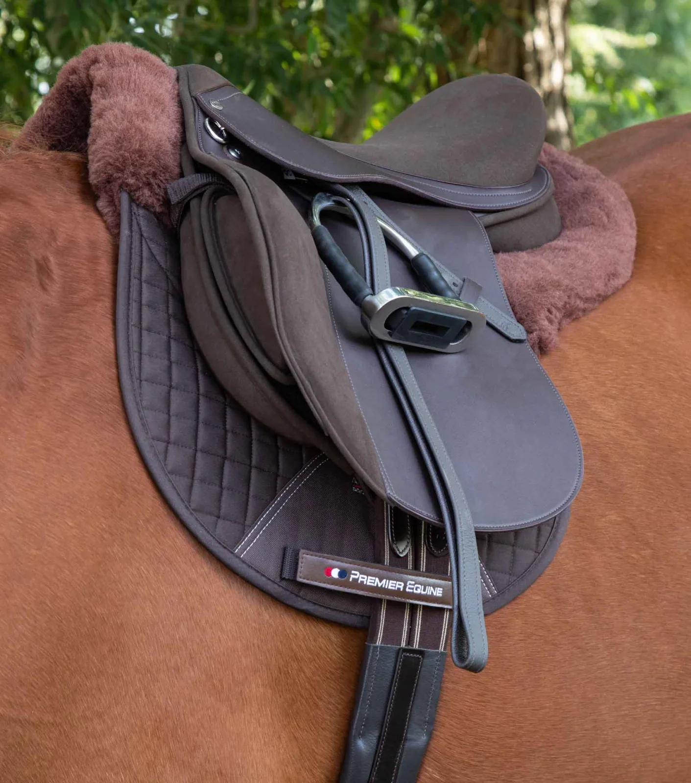 Merino Wool Saddle Pad - GP/Jump Numnah Brown/Brown Wool - Image 2