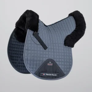Merino Wool Saddle Pad - GP/Jump Numnah Grey/Black Wool