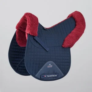 Merino Wool Saddle Pad - GP/Jump Numnah Navy/Burgundy Wool