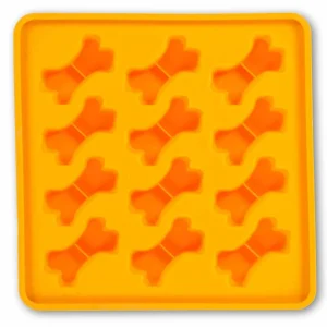 Messy Mutts Framed Silicone Dog Treat Making Mold Bone Shape Orange 10 in x 10 in