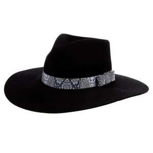 M&F Girls Pinch Front Black Fashion Hat 3 1/2` Brim