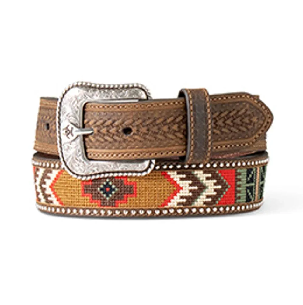 M+F Mens 1 1/2in. Multi Colored Inlay Belt