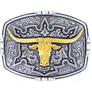 M&F Silver and Gold Longhorn Head Buckle