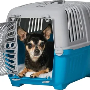 MidWest Spree Plastic Door Travel Carrier Blue Pet Kennel
