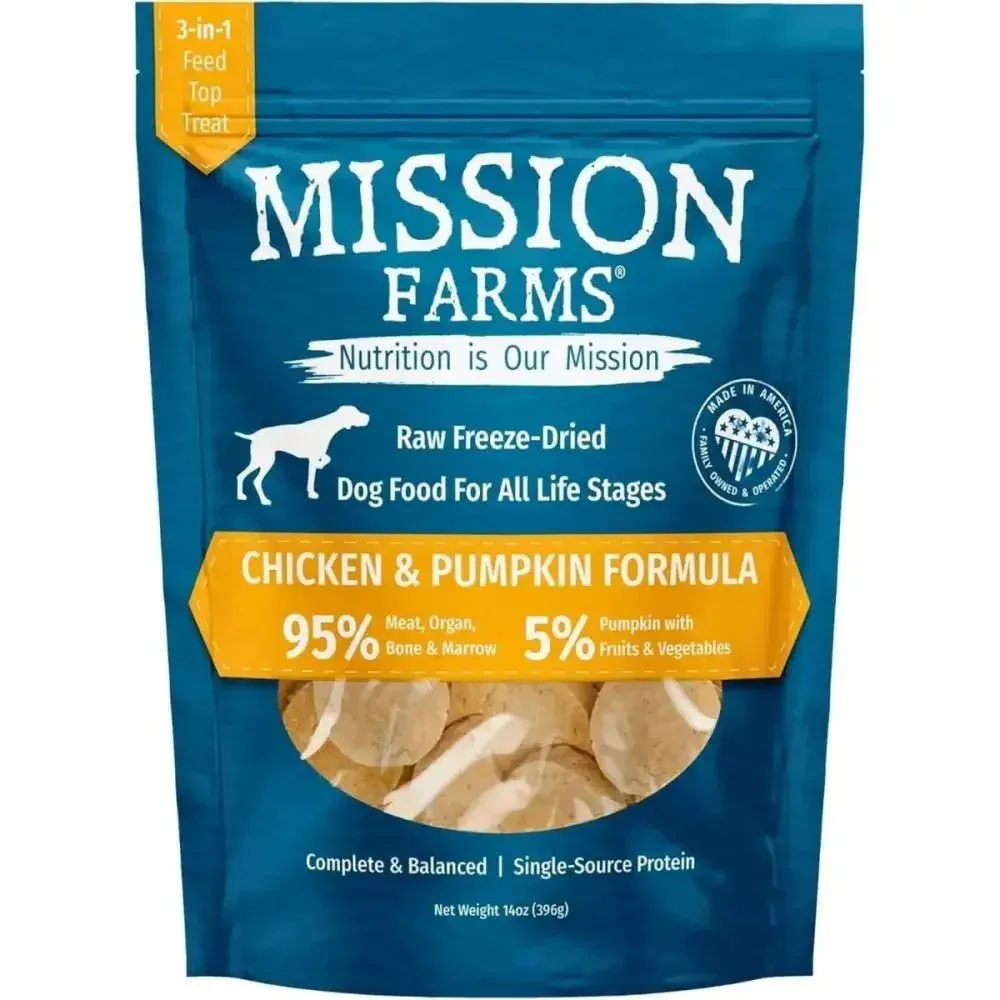 Mission Farms Cage-Free Chicken & Pumpkin Freeze-Dried Dog Food 14oz