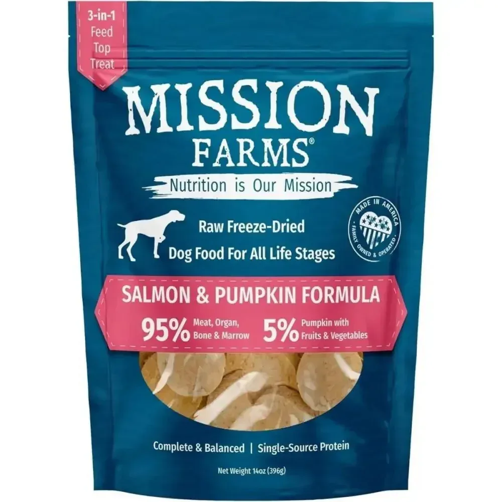 Mission Farms Wild-Caught Salmon & Pumpkin Freeze-Dried Dog Food 14oz
