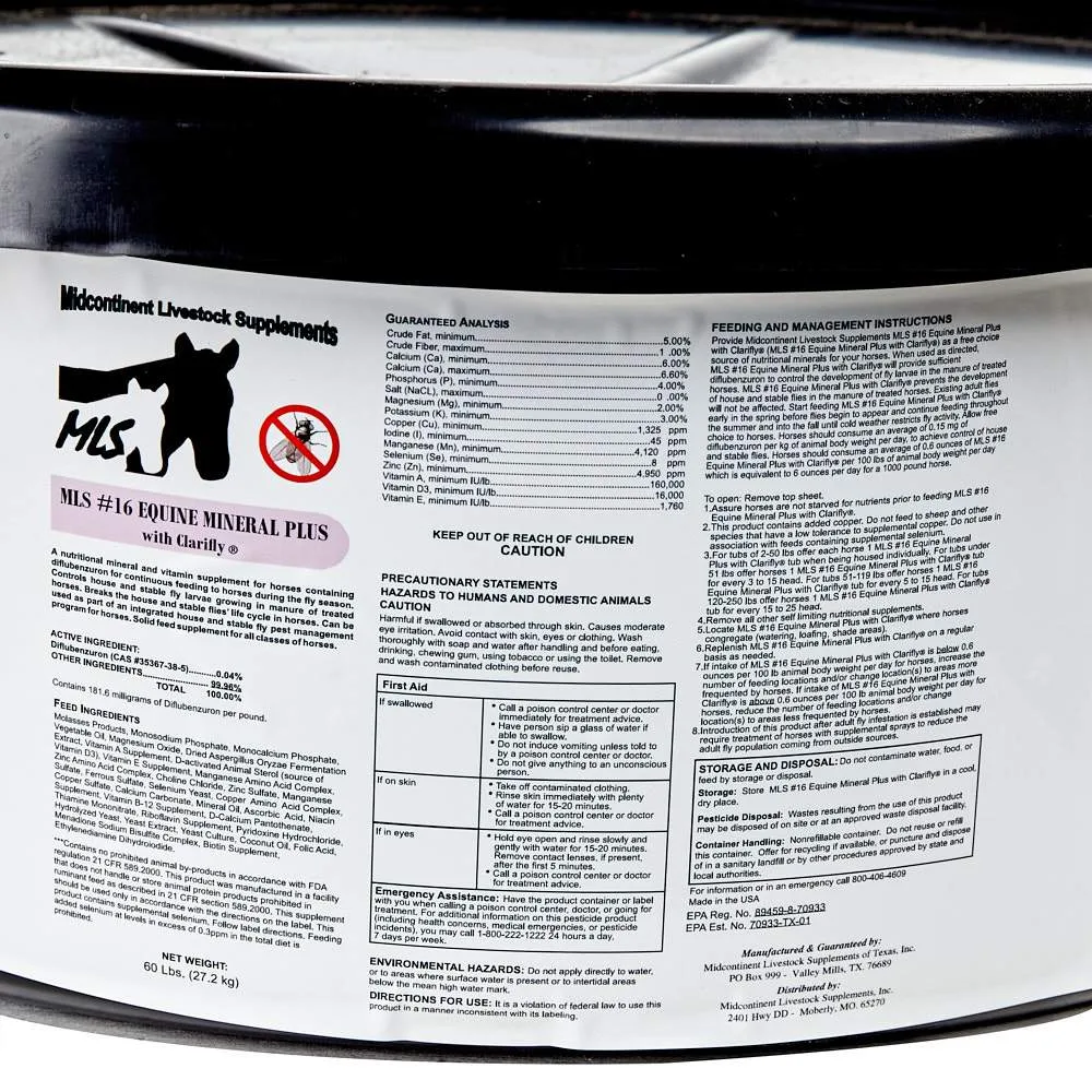 Mls #16 Equine Mineral Tub w/ Clarifly 60lb - Image 2