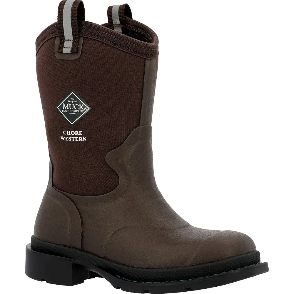 Muck Youth Chore Western Dark Brown Square Toe Rubber Boot