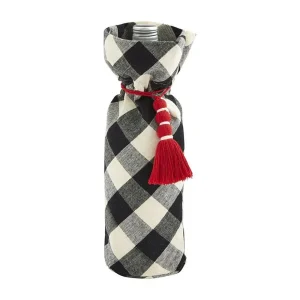 Mud Pie Black Buffalo Check Wine Bag