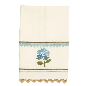 Mud Pie Blue Floral Embroidered Towel