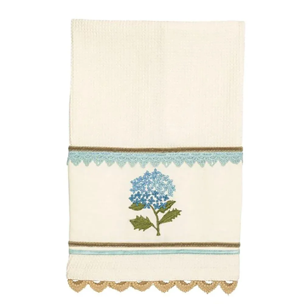 Mud Pie Blue Floral Embroidered Towel