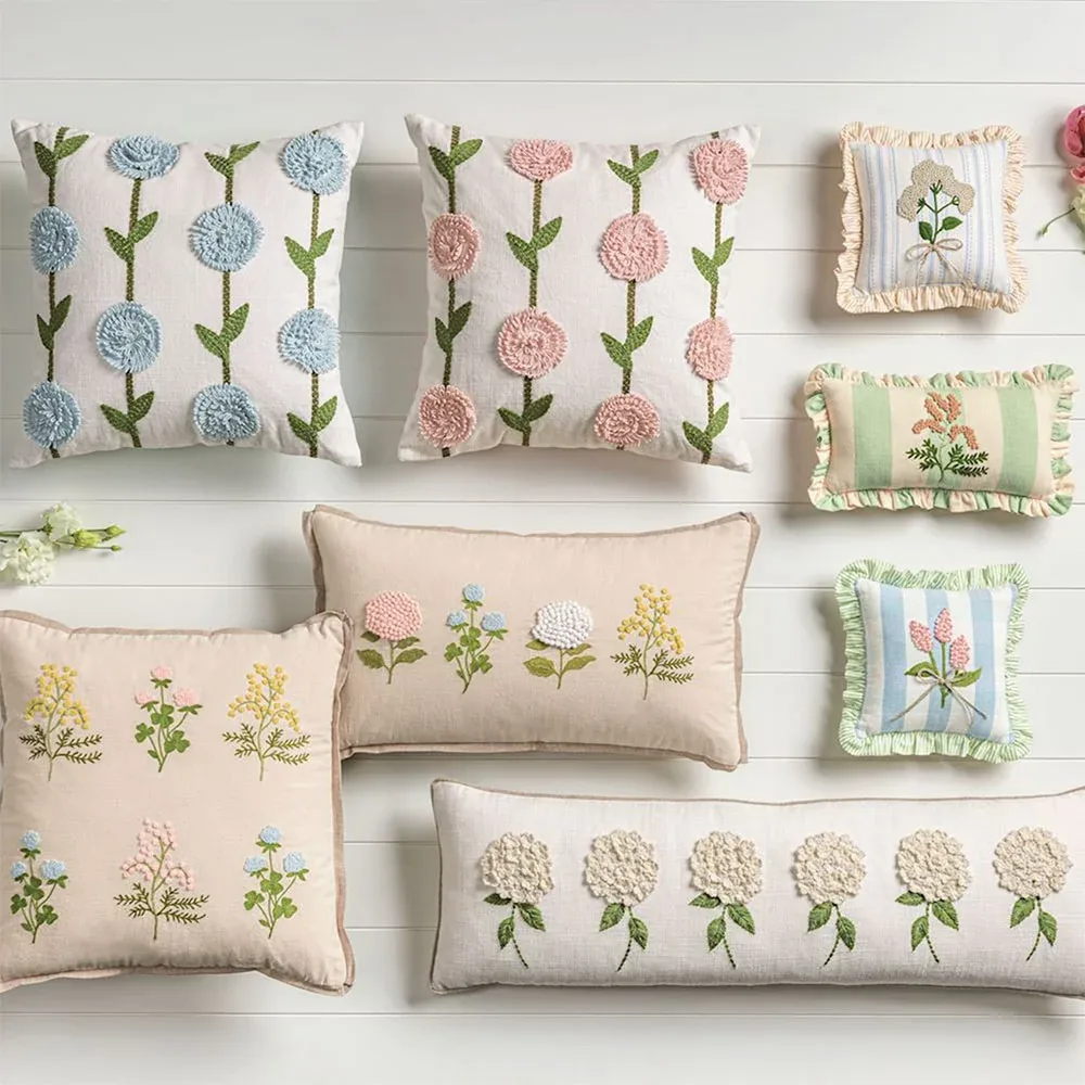 Mud Pie Blue Hydrangea Pillow - Image 2