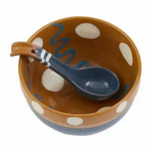 Mud Pie Blue Painted Salsa Bowl Set