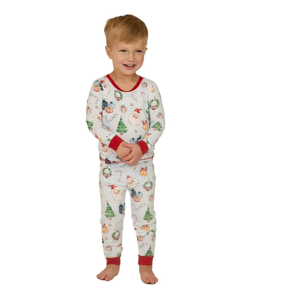 Mud Pie Boy's Blue Christmas PJ Set