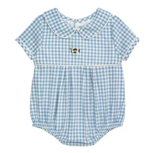 Mud Pie Boy's Blue Cow Gingham Bubble