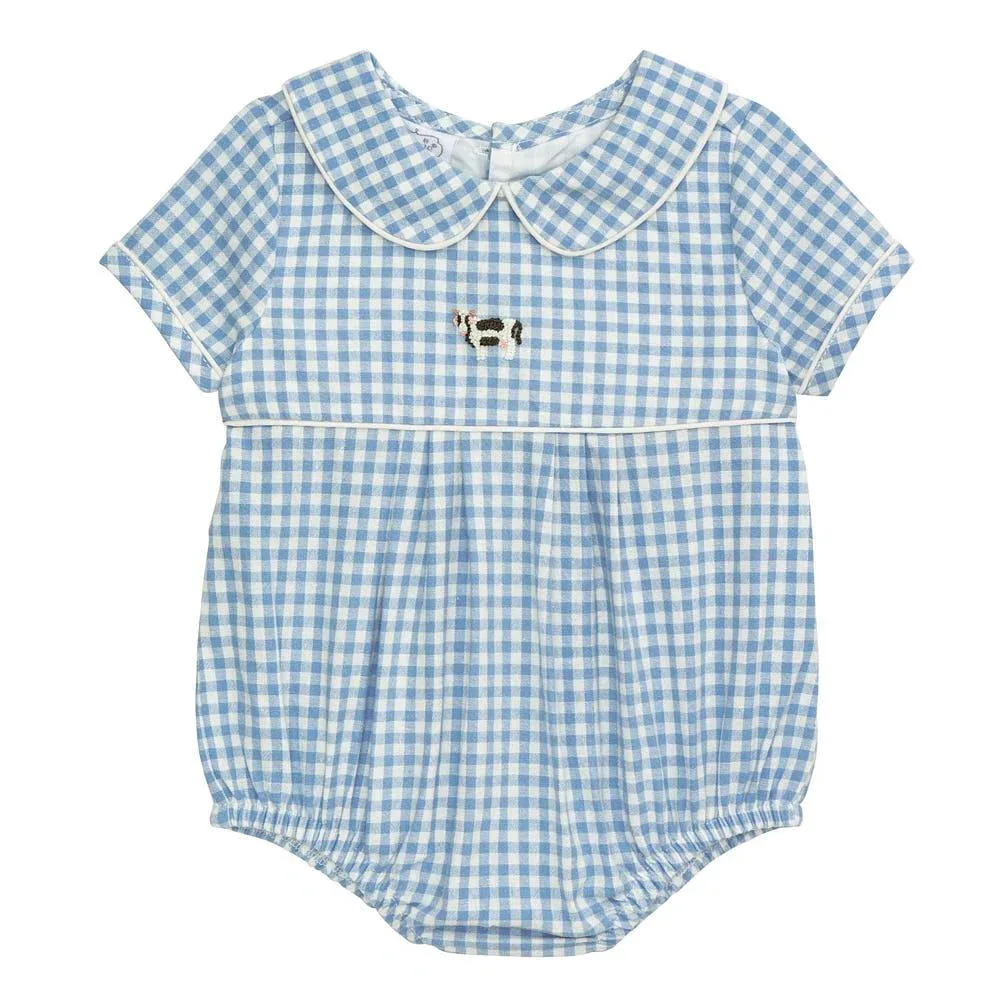 Mud Pie Boy's Blue Cow Gingham Bubble