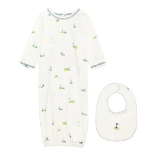 Mud Pie Boy's Blue Golf Gown & Bib Set