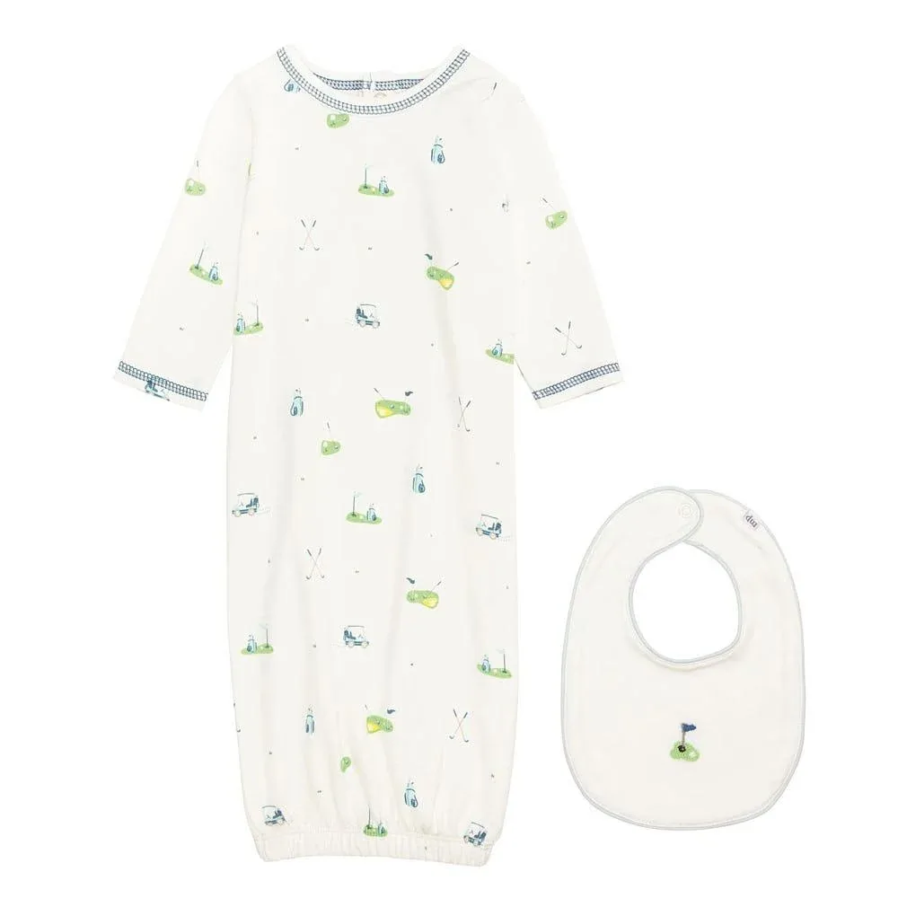 Mud Pie Boy's Blue Golf Gown & Bib Set
