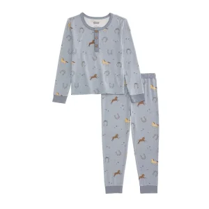 Mud Pie Boy's Blue Horseshoe Pajama Set