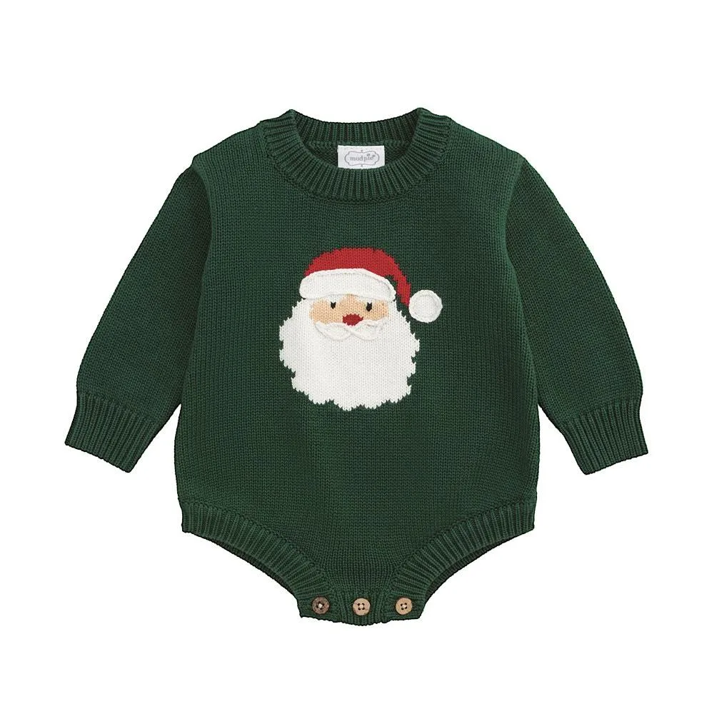 Mud Pie Boy's Green Santa Sweater Bubble