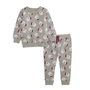 Mud Pie Boy's Grey Santa Two Piece Jogger Set