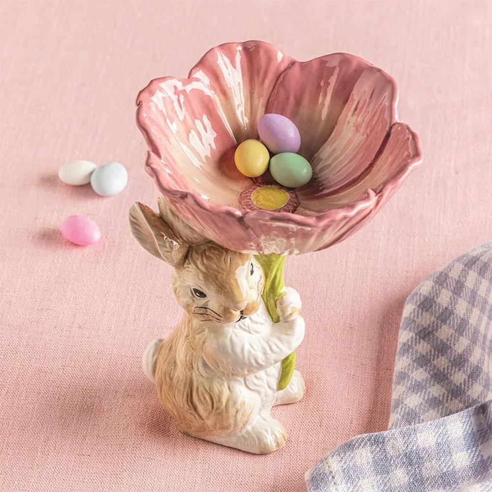 Mud Pie Bunny Flower Candy Bowl - Image 2