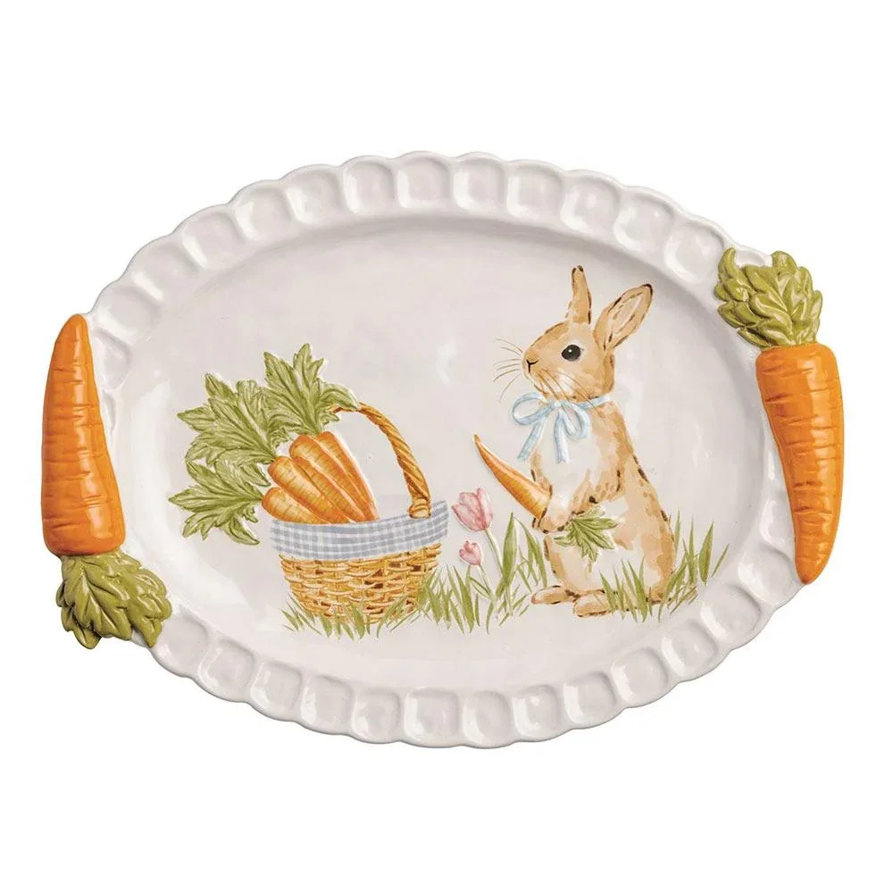 Mud Pie Easter Carrot Handle Platter