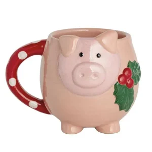 Mud Pie Farm Christmas Pig Mug