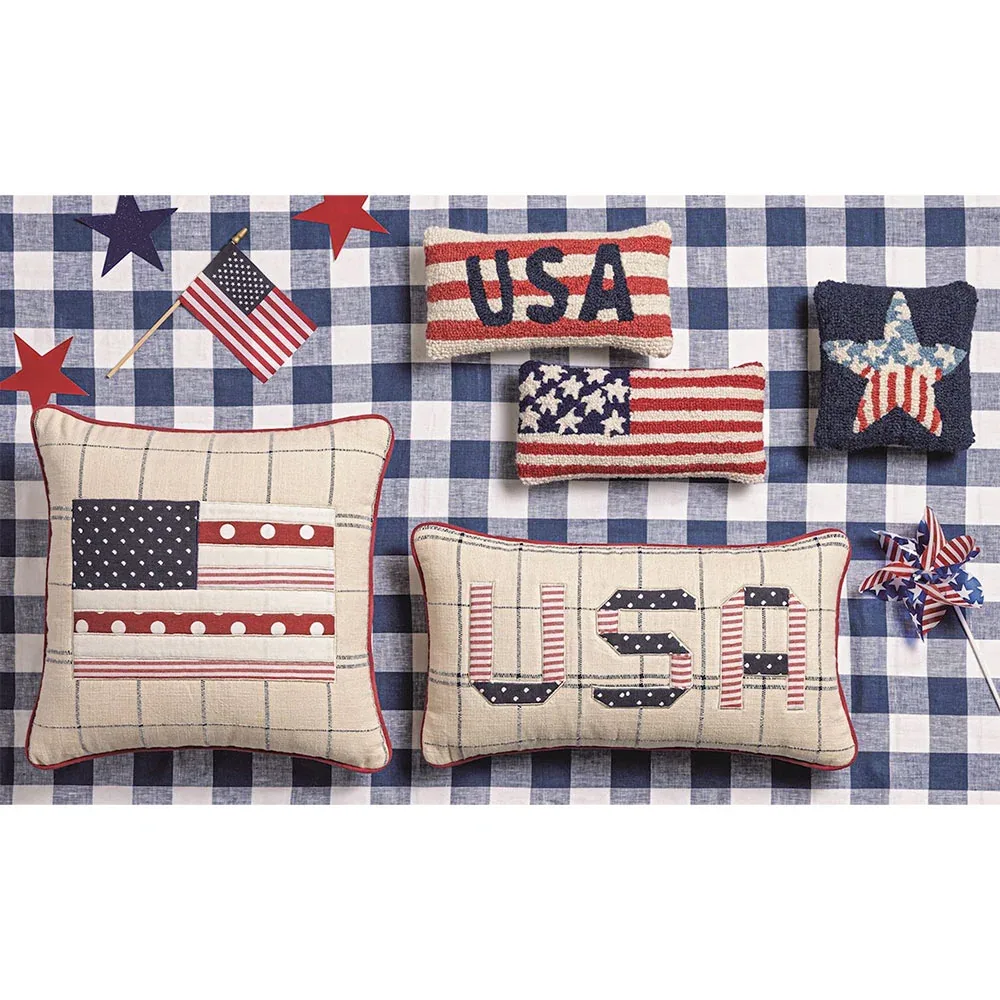 Mud Pie Flag Hook Wool Pillow - Image 2