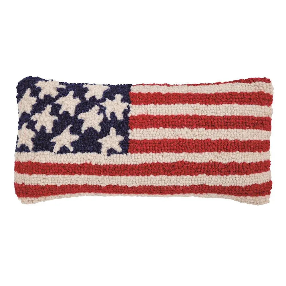 Mud Pie Flag Hook Wool Pillow