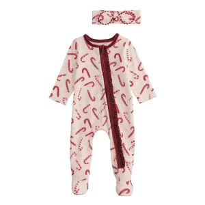 Mud Pie Girl's Candy Cane Sleeper