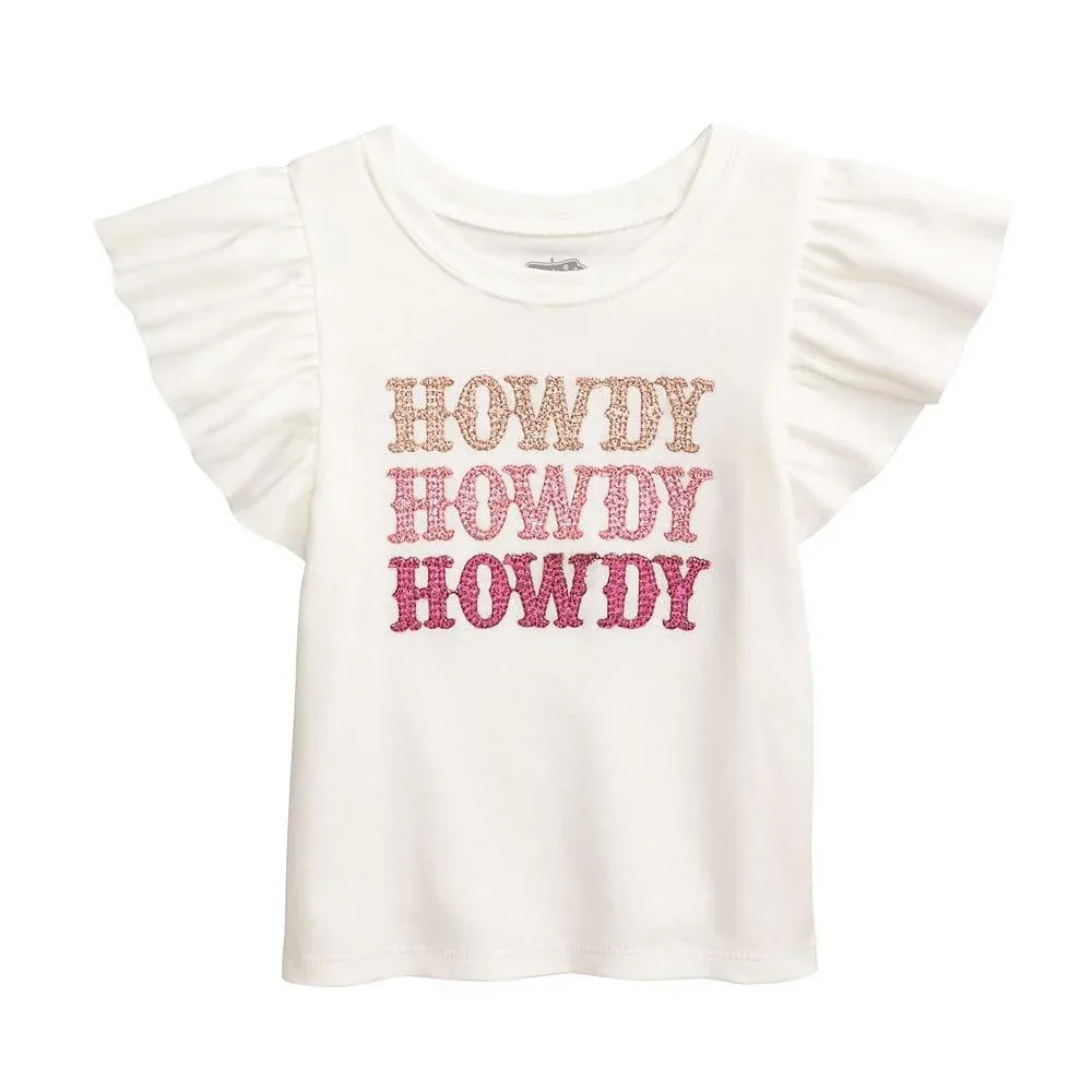 Mud Pie Girl's Howdy Western Glitter Shirt