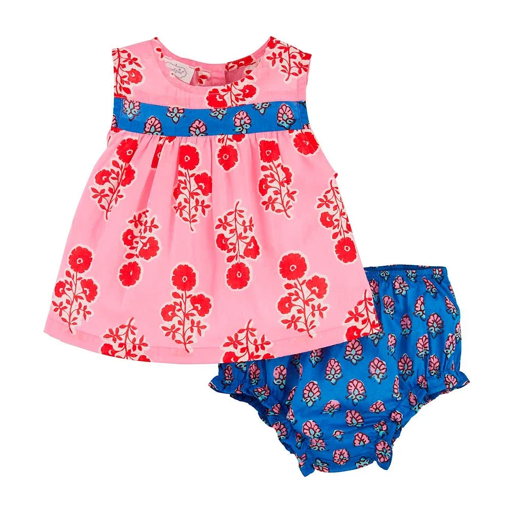 Mud Pie Girls Mixed Print Pinafore Set