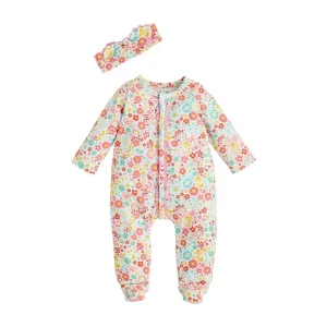 Mud Pie Girl's Multi Floral Sleeper