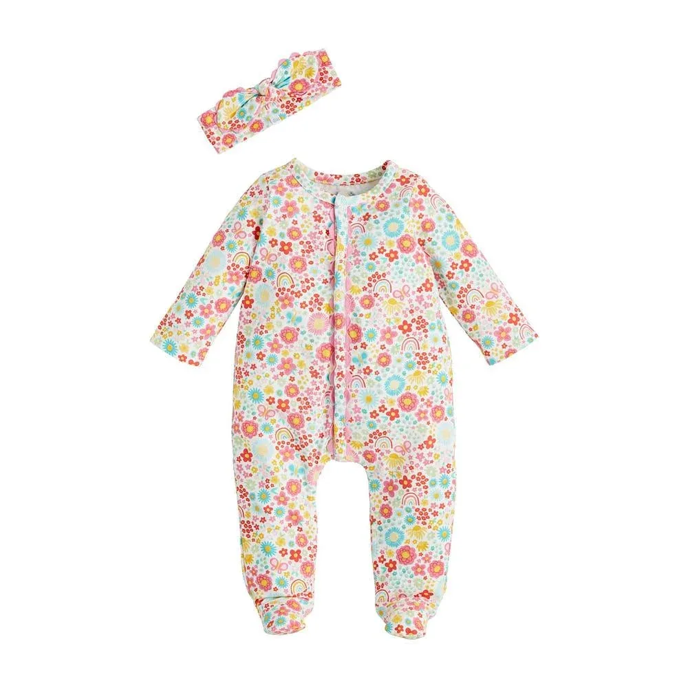Mud Pie Girl's Multi Floral Sleeper