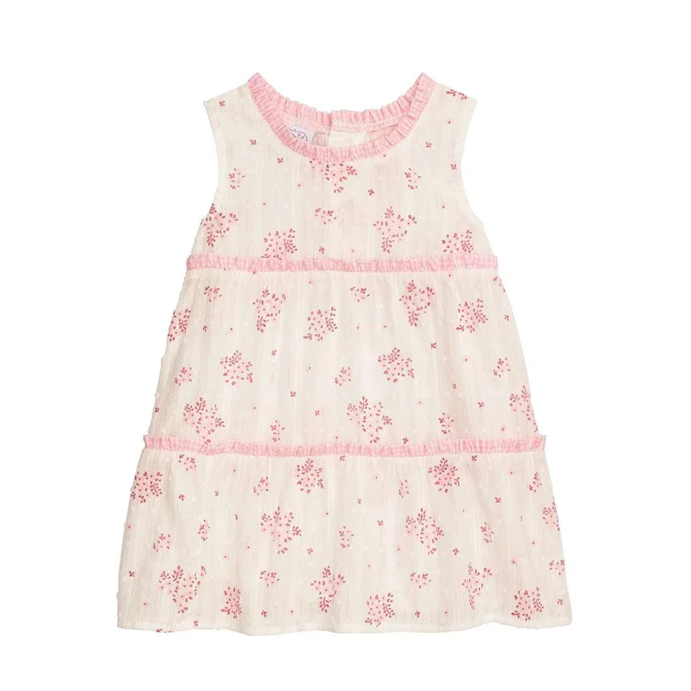 Mud Pie Girl's Pink Blossom Tiered Dress