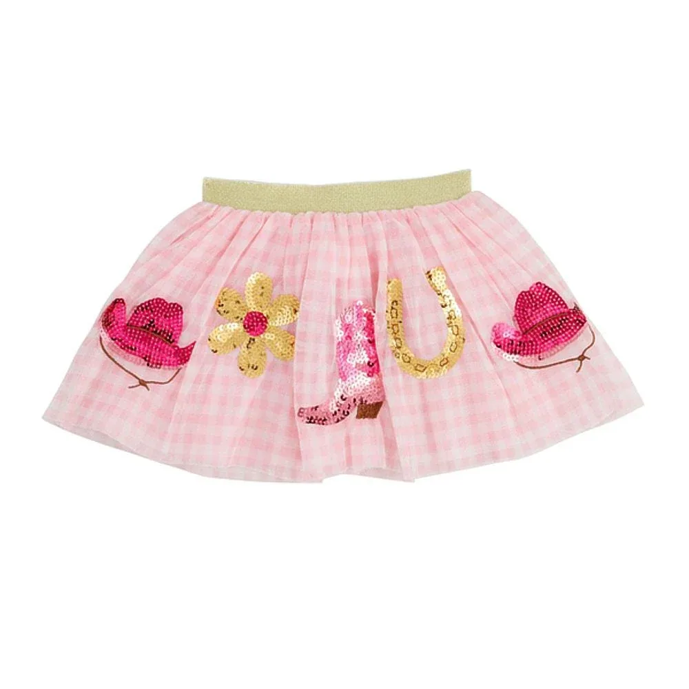Mud Pie Girl's Pink Gingham Western Tutu