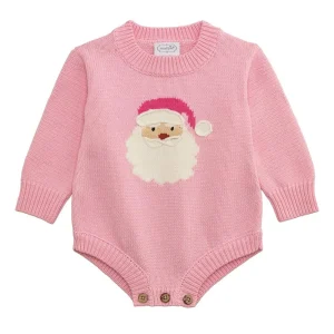 Mud Pie Girl's Pink Santa Bubble Sweater