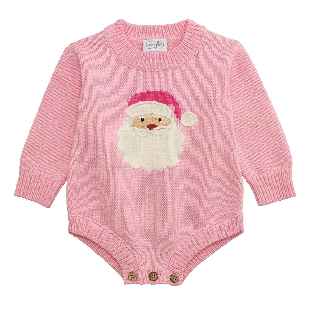 Mud Pie Girl's Pink Santa Bubble Sweater