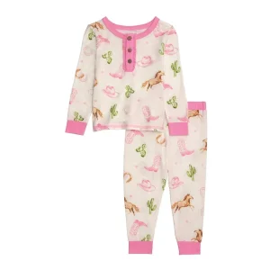 Mud Pie Girl's Pink Western PJ Set