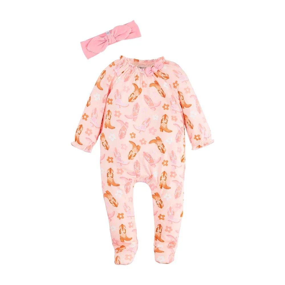 Mud Pie Girls Pink Western Sleeper